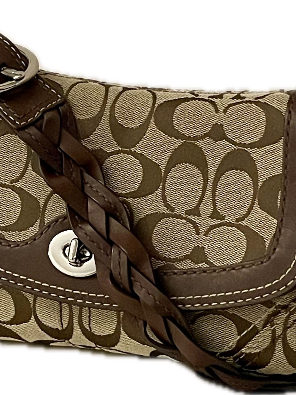 Coach Chelsea Signature Jacquard Turnlock Flap w/ Branded Strap